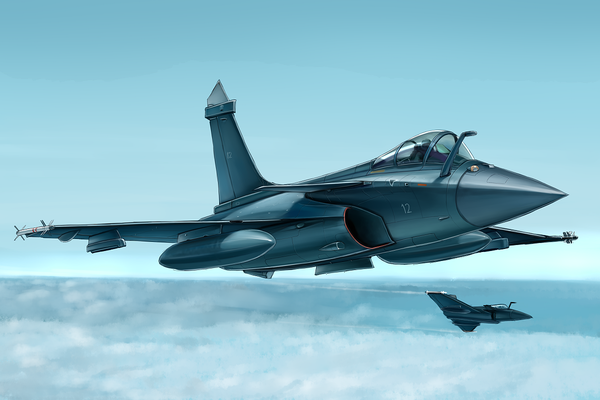 Anime picture 1200x800 with original kcme sky cloud (clouds) horizon flying pilot weapon airplane jet