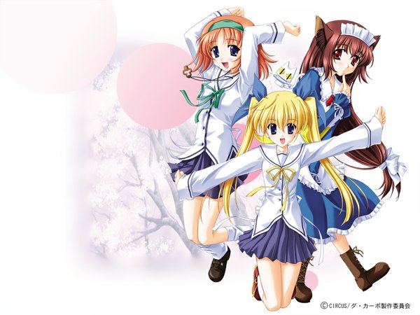 Anime picture 1024x768 with da capo yoshino sakura amakase miharu sagisawa yoriko maid uniform school uniform
