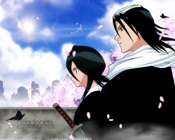 Anime picture 1280x1024 with bleach studio pierrot kuchiki rukia kuchiki byakuya kenseikan