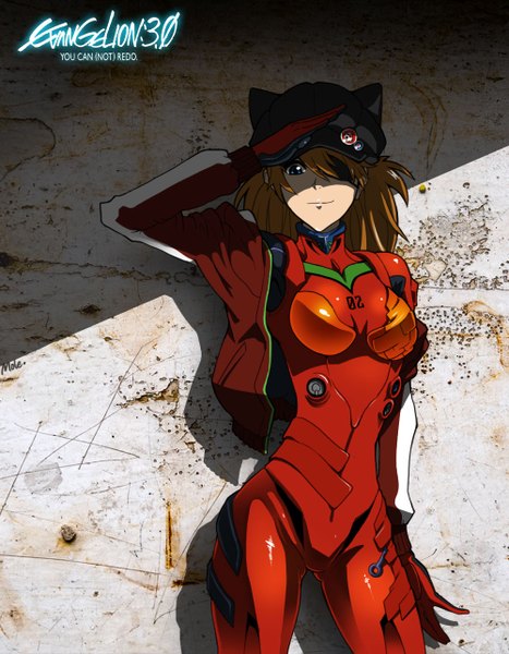 Anime picture 1000x1284 with neon genesis evangelion rebuild of evangelion evangelion: 2.0 you can (not) advance end of evangelion gainax soryu asuka langley shikinami asuka langley single long hair tall image looking at viewer fringe breasts blue eyes blonde hair smile brown hair standing inscription open clothes