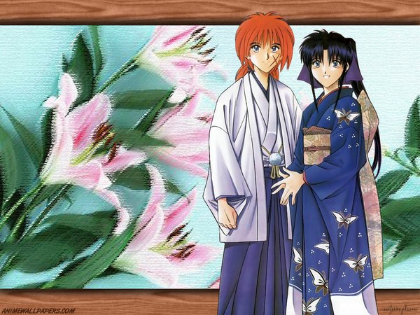 Anime picture 1024x768 with rurouni kenshin himura kenshin kamiya kaoru tagme