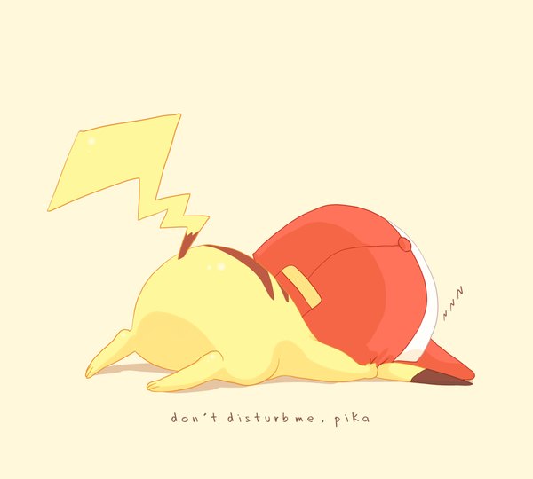 Anime picture 2000x1800 with pokemon nintendo pikachu highres simple background tail lying from behind gen 1 pokemon flat cap