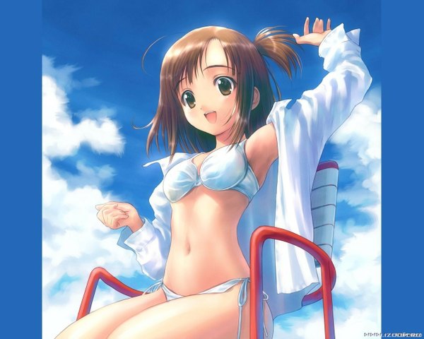 Anime picture 1280x1024 with goto p single light erotic smile girl tagme
