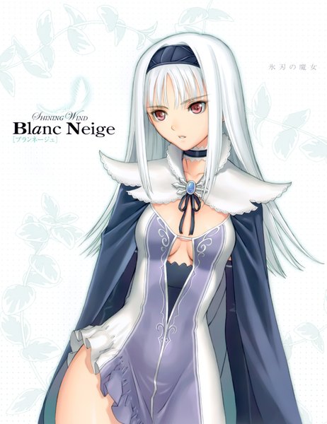 Anime picture 3022x3923 with shining (series) shining wind blanc neige tony taka single long hair tall image highres open mouth red eyes absurdres white hair girl dress hairband