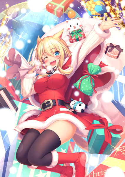 Anime picture 1000x1411 with final fantasy final fantasy xiv square enix miqo'te moogle tiphereth single long hair tall image looking at viewer blush fringe breasts open mouth blue eyes light erotic blonde hair smile hair between eyes holding