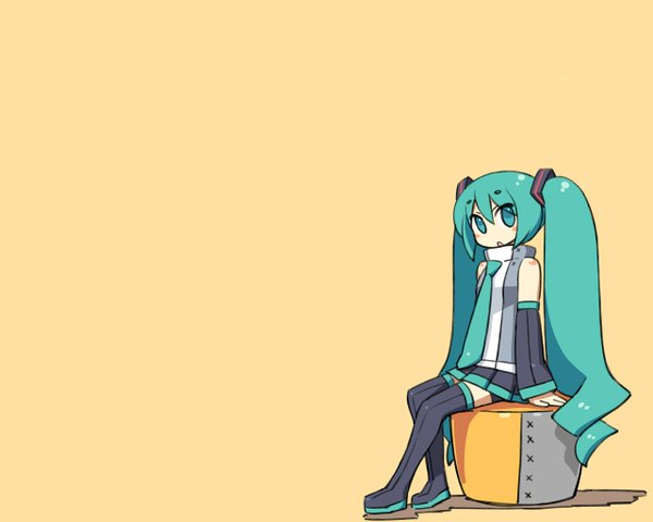 Anime picture 1280x1024 with vocaloid hatsune miku chan\u00d7co orange background girl