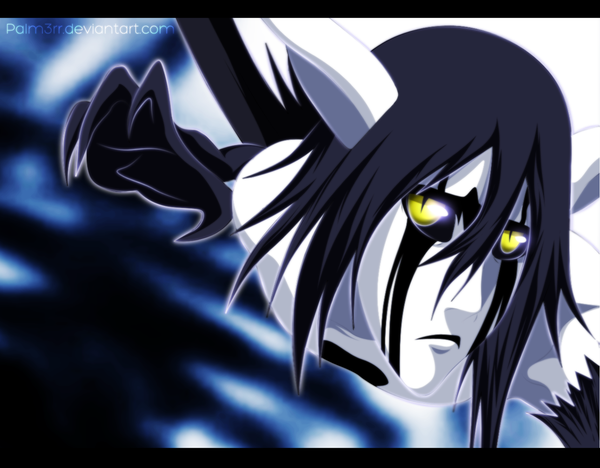 Anime picture 1280x999 with bleach studio pierrot ulquiorra schiffer skyline42 single short hair black hair yellow eyes horn (horns) coloring close-up face espada boy claws