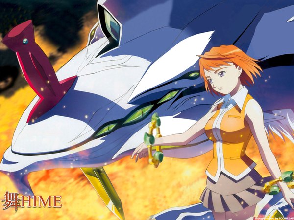 Anime picture 1600x1200 with mai hime sunrise (studio) tokiha mai fire tagme