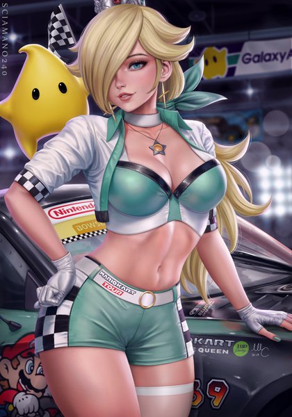Anime picture 2100x3000 with super mario bros. new super mario bros. u deluxe super mario galaxy nintendo mario rosetta (mario) chiko (mario) sciamano240 single long hair tall image looking at viewer fringe highres breasts blue eyes light erotic blonde hair large breasts standing