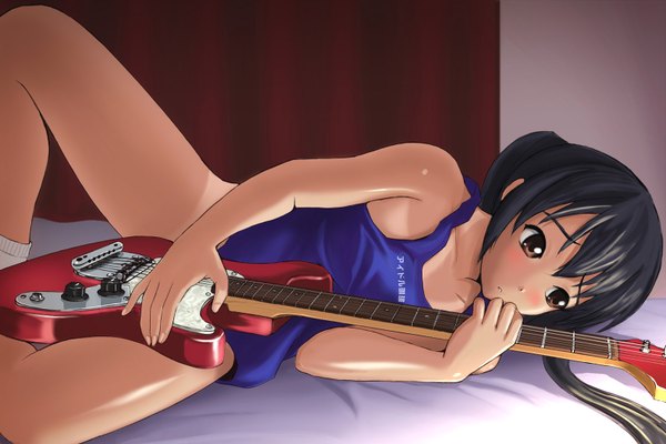 Anime picture 1574x1050 with k-on! kyoto animation nakano azusa light erotic guitar