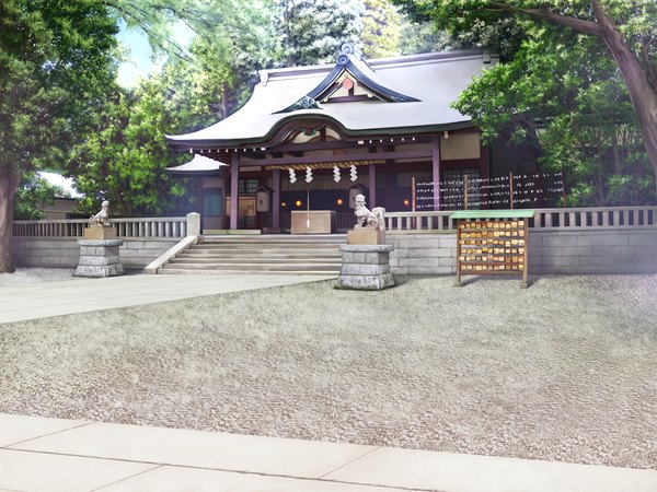 Anime picture 1024x768 with lovely x cation 2 hibiki works game cg no people landscape plant (plants) tree (trees) statue shrine komainu