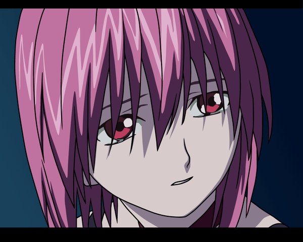Anime picture 1280x1024 with elfen lied arms corporation lucy single short hair open mouth pink hair pink eyes teeth tears letterboxed close-up crying sad girl