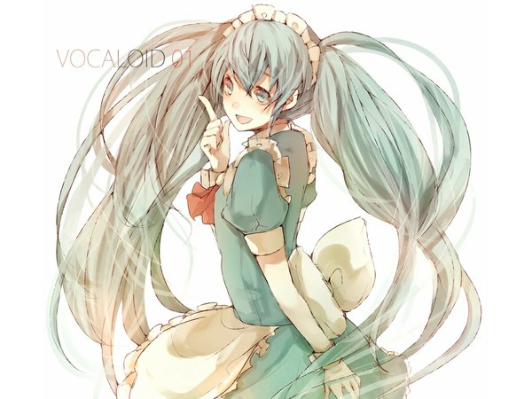 Anime picture 1024x768 with vocaloid hatsune miku tetsuo white background maid girl