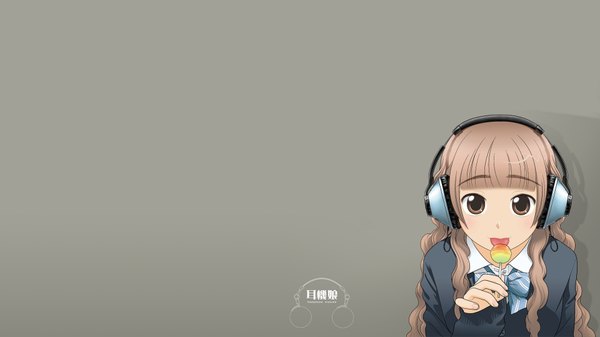 Anime picture 1920x1080 with original ootsuka mahiro highres wide image headphones lollipop