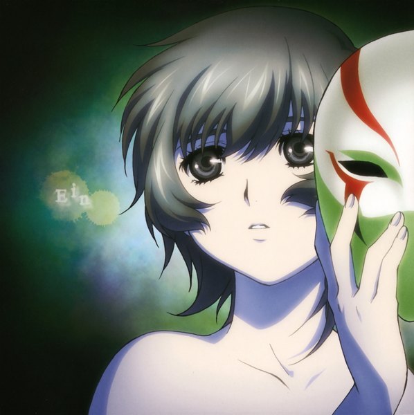 Anime picture 1886x1895 with phantom: requiem for the phantom phantom of inferno nitroplus ein (phantom) highres short hair black hair bare shoulders black eyes girl mask