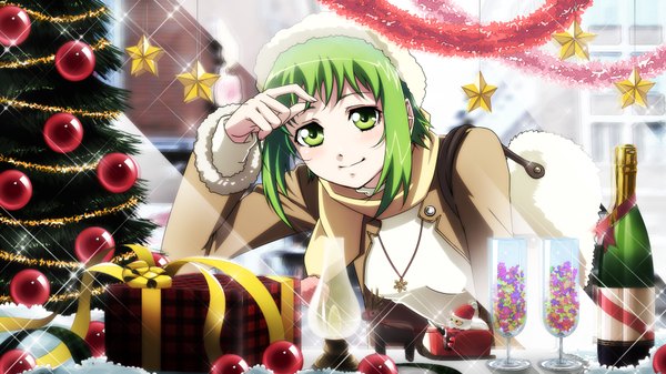 Anime picture 1920x1080 with vocaloid gumi e-megu (artist) highres wide image christmas girl