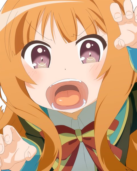 Anime picture 1200x1500 with gj-bu doga kobo amatsuka mao satsuyo long hair tall image blush open mouth red eyes orange hair girl uniform school uniform