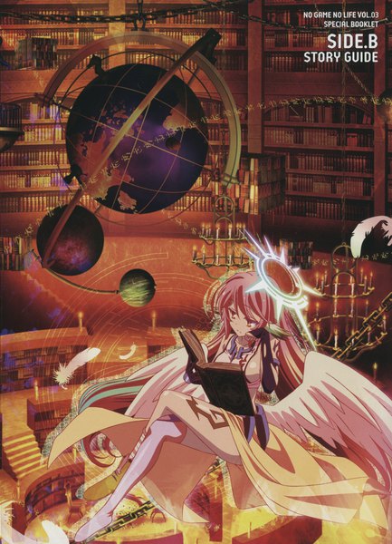 Anime picture 3214x4447 with no game no life madhouse jibril (no game no life) oodate kouji single long hair tall image fringe highres light erotic hair between eyes bare shoulders looking away pink hair absurdres full body indoors scan official art orange eyes