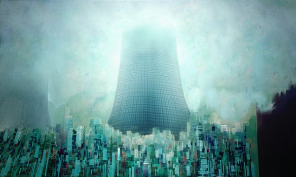 Anime picture 1000x600 with original asaba (pf-x) wide image sky city cityscape building (buildings)