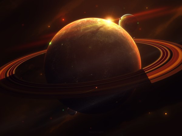 Anime-Bild 3200x2400 mit original abikk highres absurdres light no people space star (stars) sun planet spacecraft