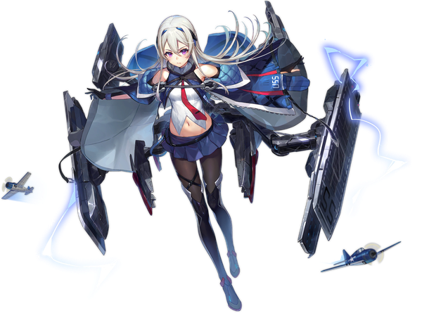 Anime picture 2048x1521 with azur lane casablanca (azur lane) mignon single long hair blush fringe highres hair between eyes purple eyes bare shoulders full body pleated skirt grey hair off shoulder open jacket official art midriff floating hair spread arms