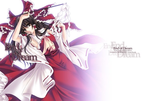 Anime picture 1600x1124 with touhou hakurei reimu long hair bare shoulders brown eyes armpit (armpits) miko girl ribbon (ribbons) hair ribbon detached sleeves