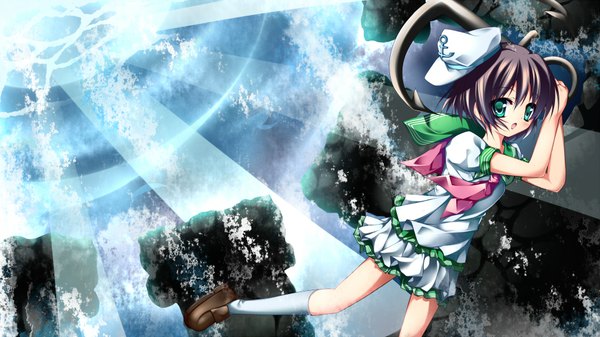 Anime picture 1920x1080 with touhou murasa minamitsu mayuzaki yuu highres black hair wide image green eyes girl hat serafuku