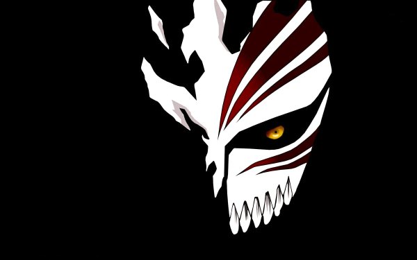 Anime picture 1200x750 with bleach studio pierrot kurosaki ichigo single wide image yellow eyes black background hollow boy mask skull