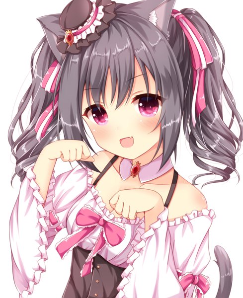 Anime picture 800x980 with idolmaster idolmaster cinderella girls idolmaster cinderella girls starlight stage kanzaki ranko kedama (kedama akaza) single tall image looking at viewer blush fringe short hair open mouth simple background smile hair between eyes white background bare shoulders animal ears payot upper body