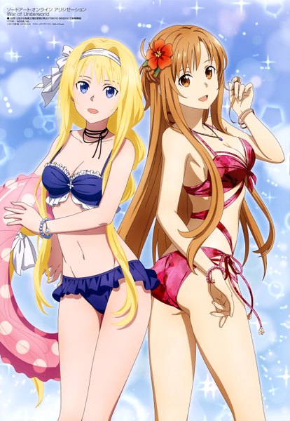 Anime picture 4090x5921 with sword art online sword art online: alicization a-1 pictures megami magazine yuuki asuna alice zuberg aqua inc. long hair tall image looking at viewer fringe highres breasts open mouth blue eyes light erotic blonde hair smile brown hair large breasts