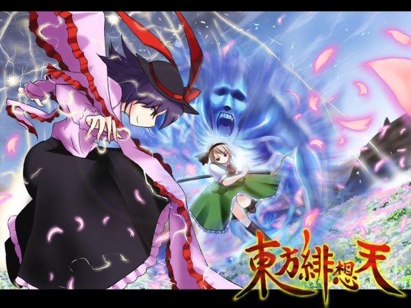Anime picture 1280x960 with touhou konpaku youmu nagae iku oyaji-sou oyaji kusa battle girl
