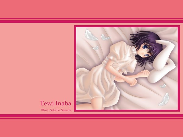 Anime picture 1280x960 with touhou inaba tewi looking at viewer short hair bunny ears girl dress white dress