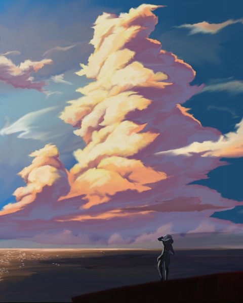 Anime picture 1701x2126 with suisei no gargantia production i.g ledo (suisei no gargantia) kadokura single tall image highres short hair sky cloud (clouds) sunlight boy jacket sea