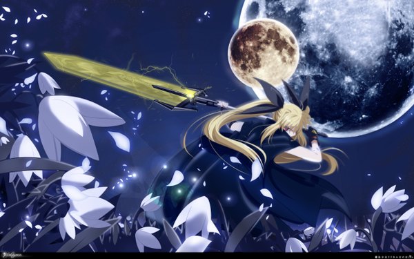 Anime picture 2560x1600 with mahou shoujo lyrical nanoha fate testarossa highres wide image girl sword