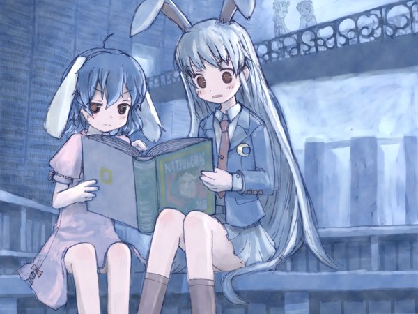 Anime picture 1600x1200 with touhou reisen udongein inaba inaba tewi bunny ears bunny girl girl