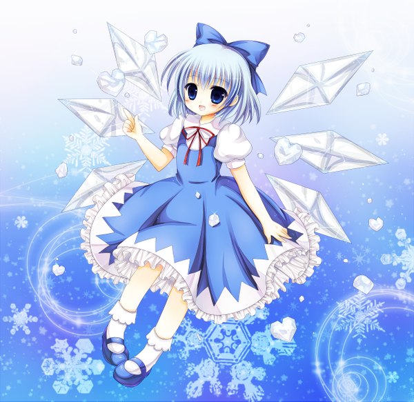 Anime picture 2500x2433 with touhou cirno kouta. highres short hair blue eyes blue hair loli girl dress bow hair bow wings crystal
