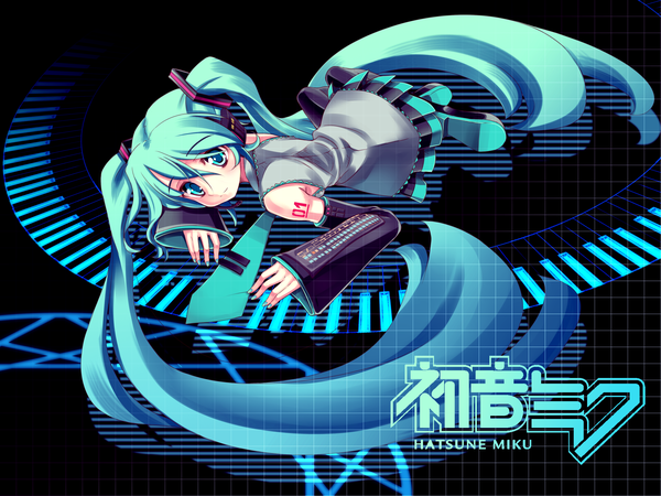 Anime picture 4000x3000 with vocaloid hatsune miku nanamiso highres blue eyes twintails blue hair girl