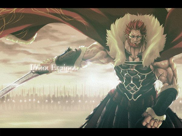 Anime picture 1024x768 with fate (series) fate/stay night fate/zero studio deen type-moon rider (fate/zero) single wallpaper muscle manly boy
