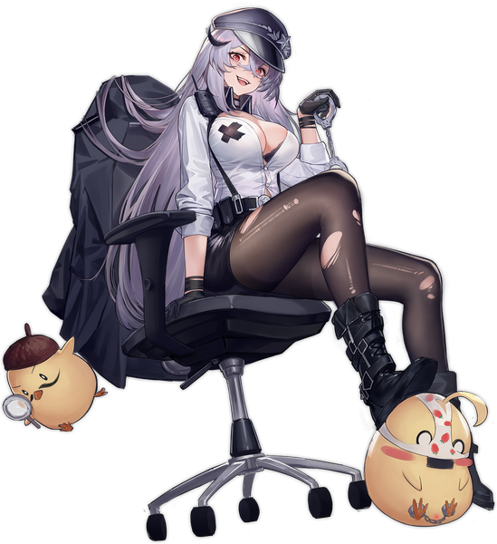 Anime picture 1281x1399 with azur lane manjuu (azur lane) gangut (azur lane) gangut (imposing warden) (azur lane) elpx (gu jian shaonu) single long hair tall image looking at viewer fringe open mouth light erotic smile hair between eyes red eyes sitting silver hair full body :d arm support