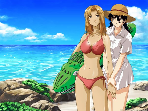 Anime picture 1600x1200 with genshiken arms corporation oono kanako kasukabe saki beach