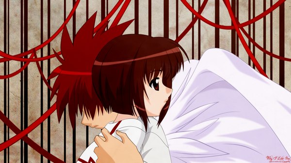 Anime picture 1600x900 with d.n.angel xebec niwa daisuke harada riku short hair red eyes wide image red hair couple hug girl boy