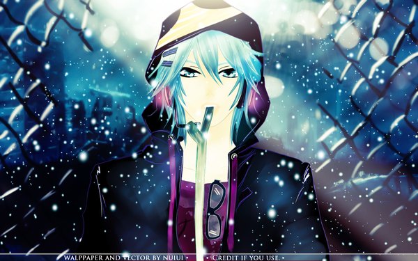 Anime picture 1920x1200 with vocaloid highres wide image snowing winter boy glasses