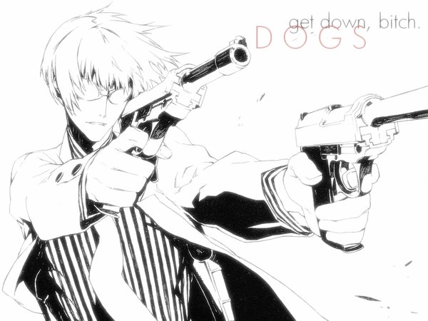 Anime picture 1024x768 with dogs: bullets & carnage david production giovanni rammsteiner miwa shirow official art gun