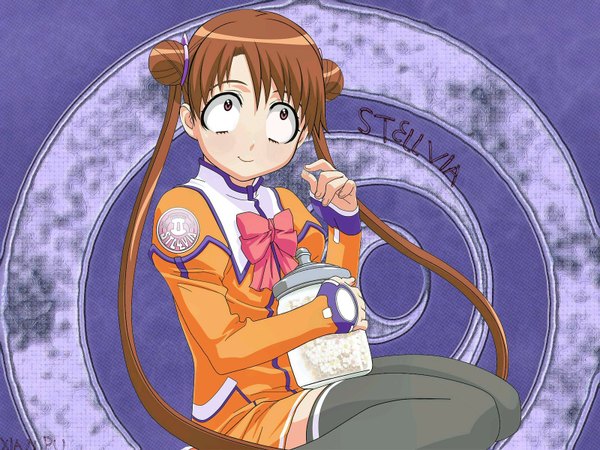 Anime picture 1600x1200 with uchuu no stellvia katase shima purple background tagme