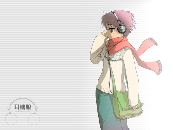 Anime picture 1024x768 with headphones tagme
