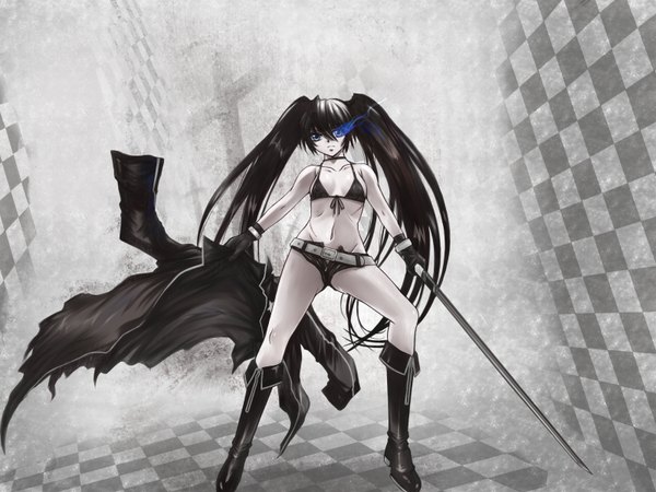 Anime picture 1600x1200 with black rock shooter black rock shooter (character) sword tagme