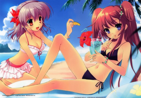 Anime picture 1600x1116 with itou noiji nanao naru light erotic swimsuit bikini black bikini drink