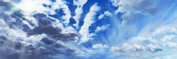 Anime picture 1350x450 with original necona (pixiv) wide image sky cloud (clouds) sunlight