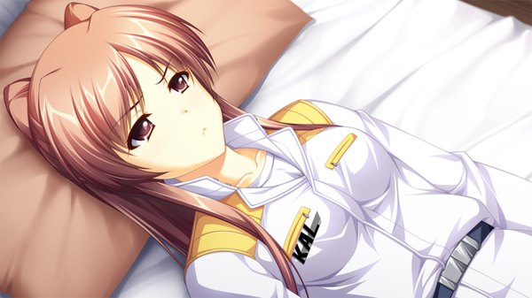Anime picture 1600x900 with artemis blue long hair brown hair wide image brown eyes game cg girl