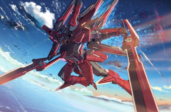 Anime picture 1960x1280 with mobile suit gundam gundam seed sunrise (studio) tsx-08r seraph starlight (stack) highres sky cloud (clouds) flying sword mecha